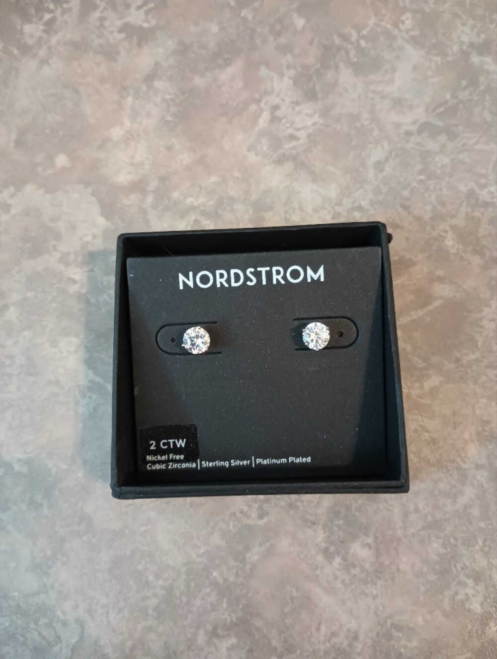 2 Karat Nordstrom Sterling Silver Clear Cubic Zirconia Stud Earrings